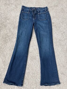 MOTHER Denim patch pocket insider flood  Dark Blue Denim Flare Jeans